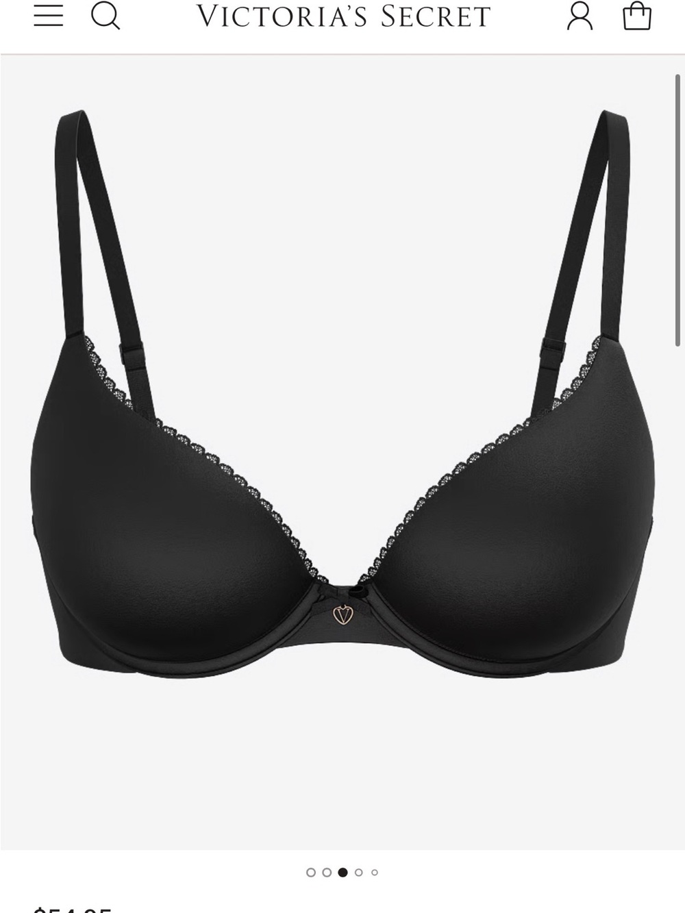 Victoria's Secret Black Lace-Trim Lightly lined full coverage Bra